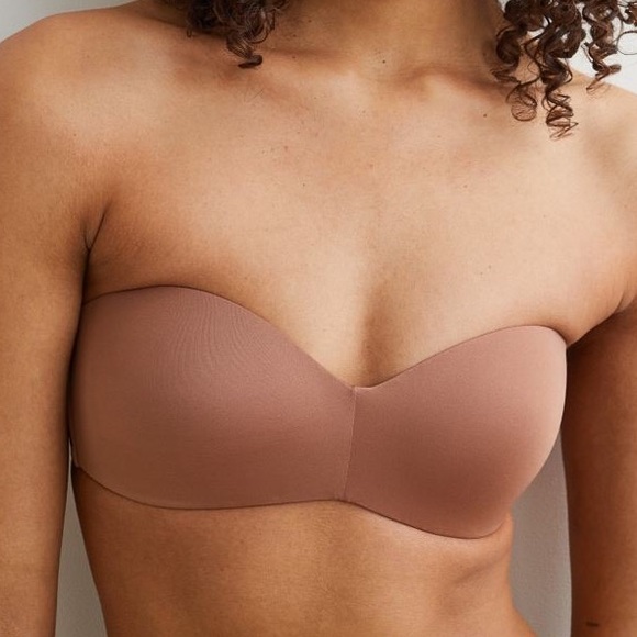 NWT H&M 2-pack Soft-cup Bandeau Bras Black and Brown - Picture 2 of 3